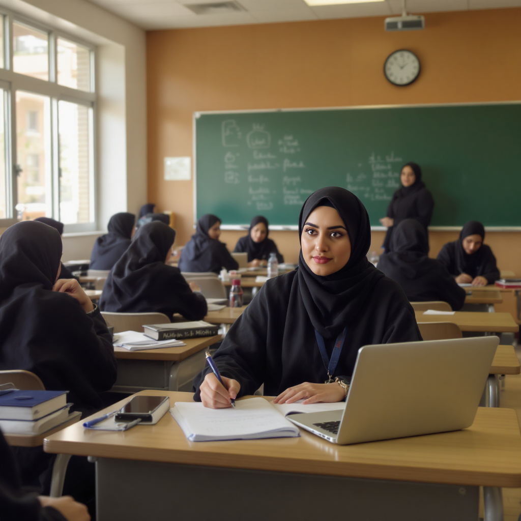 طالبات في بيئة تعلم تفاعلية